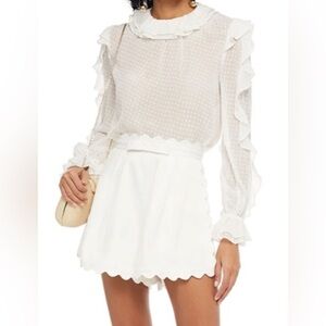 Zimmermann Ivory White Sheer Polka Dot Long Sleeve Blouse